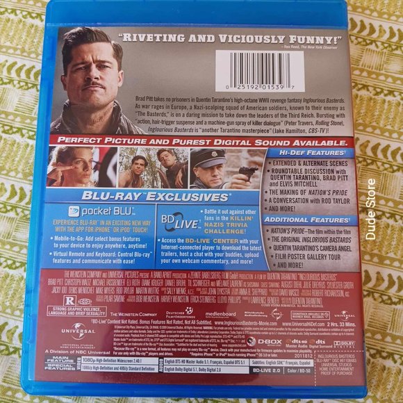 INGLOURIOUS BASTERDS - Featuring: Brad Pitt - 2009 Release - Blu-Ray - Picture 3 of 3